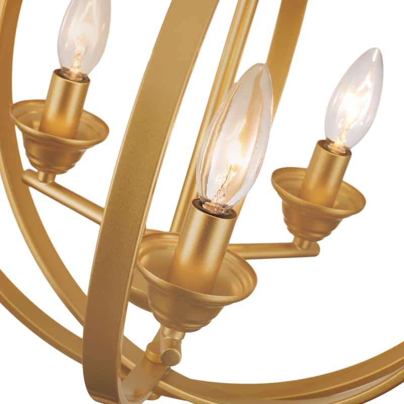 3 - Light Industrial Metal Orb Hanging Chandelier with Adjustable Chain