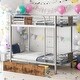 preview thumbnail 2 of 18, Twin XL over Twin XL Metal Modern Bunk Bed with MDF Board Guardrail and 2 Storage Drawers,Large Storage Space, Silver