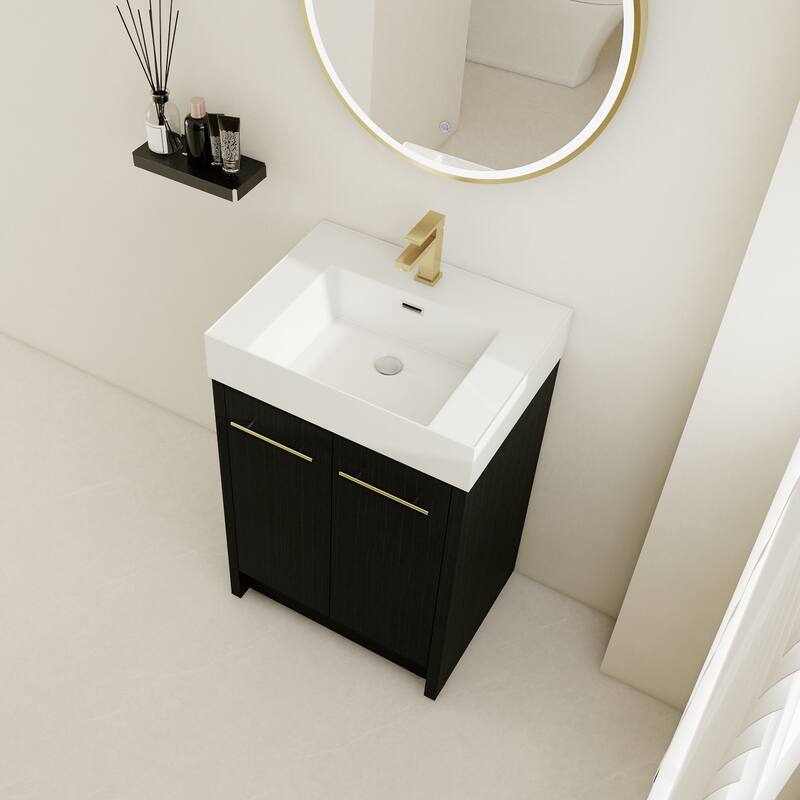 Bathroom Vanity With Sink In 24/30/36 Inch, Freestanding Bathroom Vanity With Soft Close Door and Adjustable Shelf