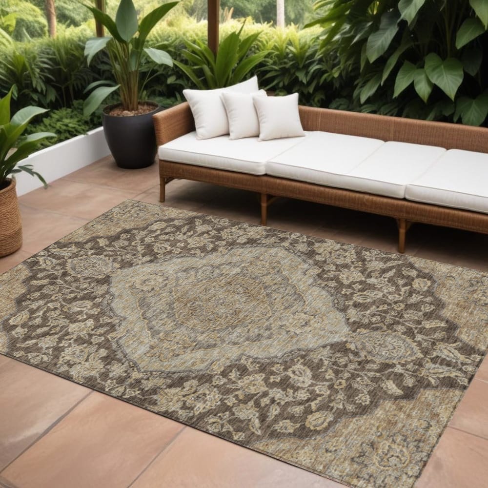 HomeRoots Oriental Traditional Rectangle Outdoor Rug