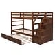preview thumbnail 8 of 7, Twin-Over-Twin Wood Bunk Bed with Twin Size Trundle and 3 Storage Stairs, Walnut