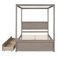 preview thumbnail 25 of 25, Full Size Wood Canopy Bed with 2 Drawers - Modern Design for Stylish Bedrooms, Brushed White/Brown/Grey