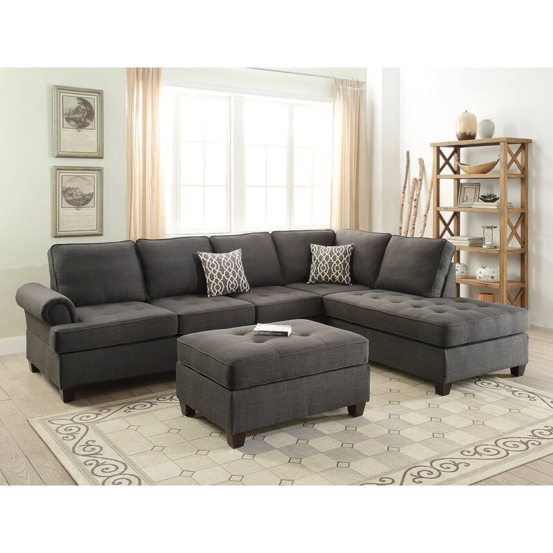 Cocktail Ottoman Dorris Fabric Ash Tufted Seats Ottomans 1pc Cocktail Ottoman Only