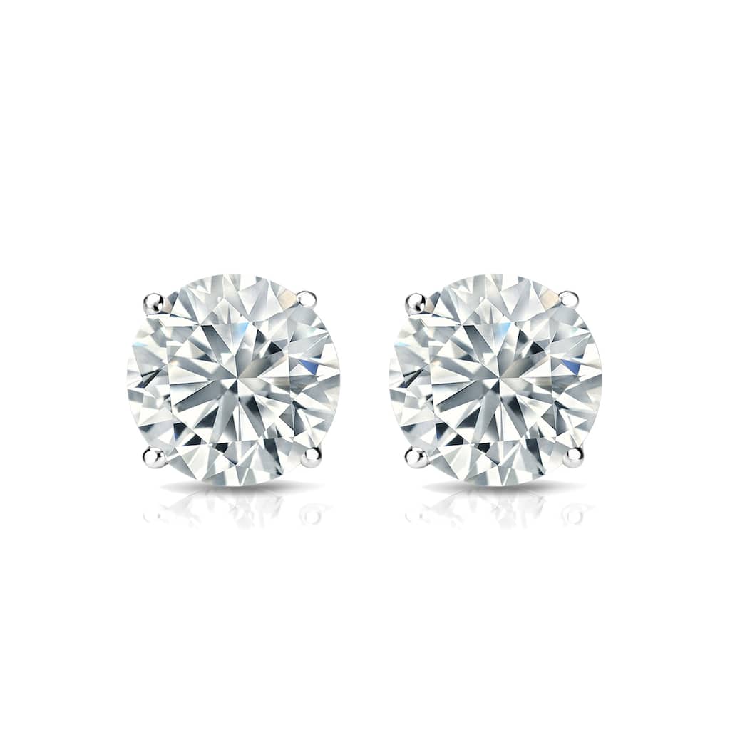 Auriya 14k Gold Lab Grown Round Diamond Stud Earrings 0.50 to 5.00 ct. tw. 4-Prong Martini Push-Back (F-G VS)