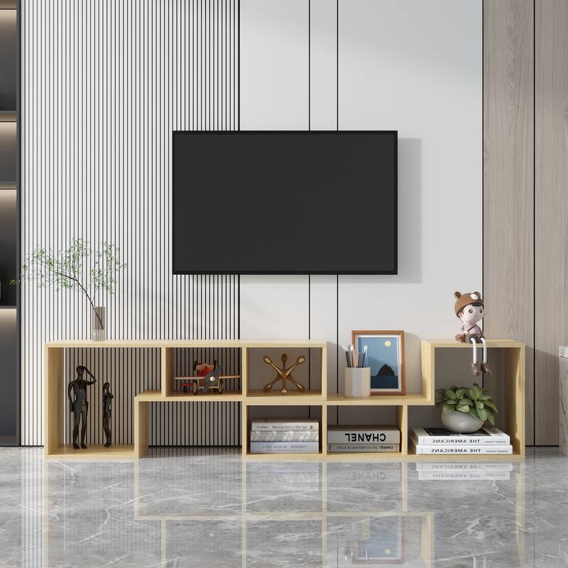 Abstract Living Room Bookcase Double LShaped Low Floor TV Stand with