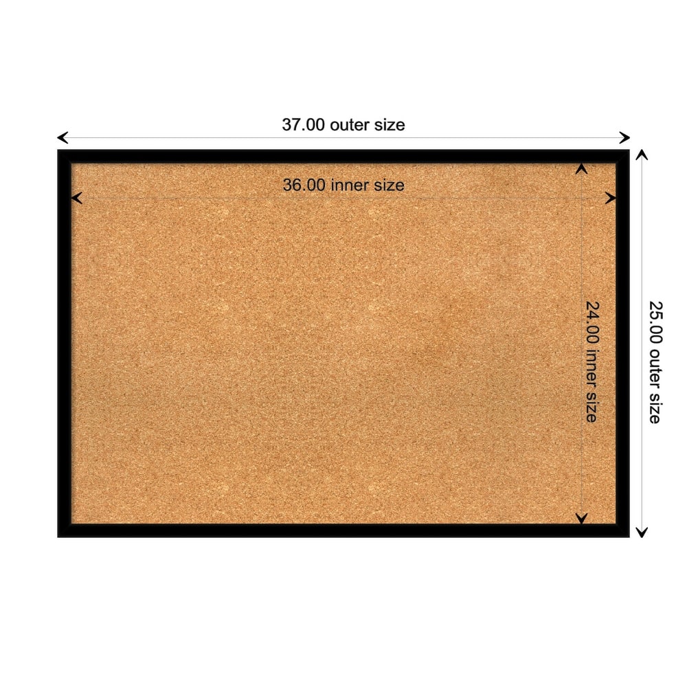 Jet Black Framed Natural Corkboard Bulletin Board