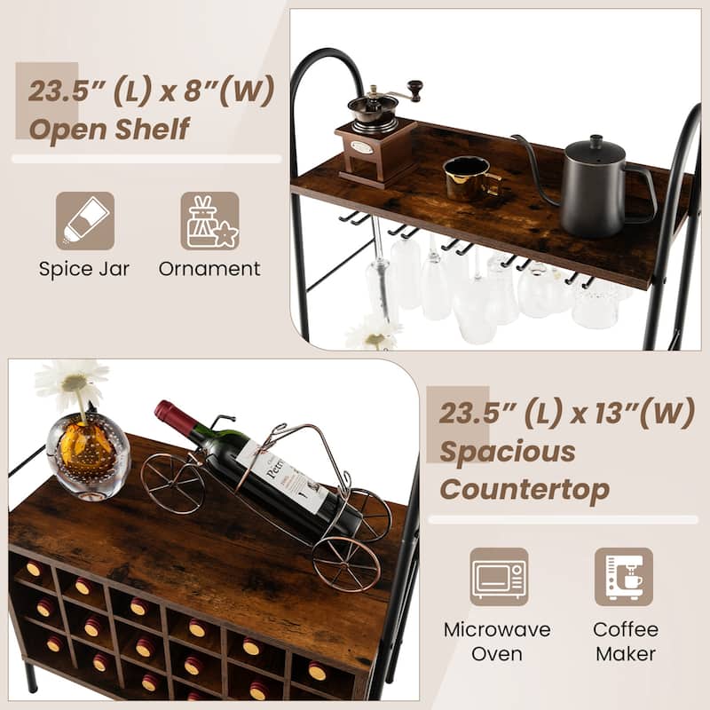 Costway Industrial Rack Freestanding Bottle Holder with Stemware - See Details
