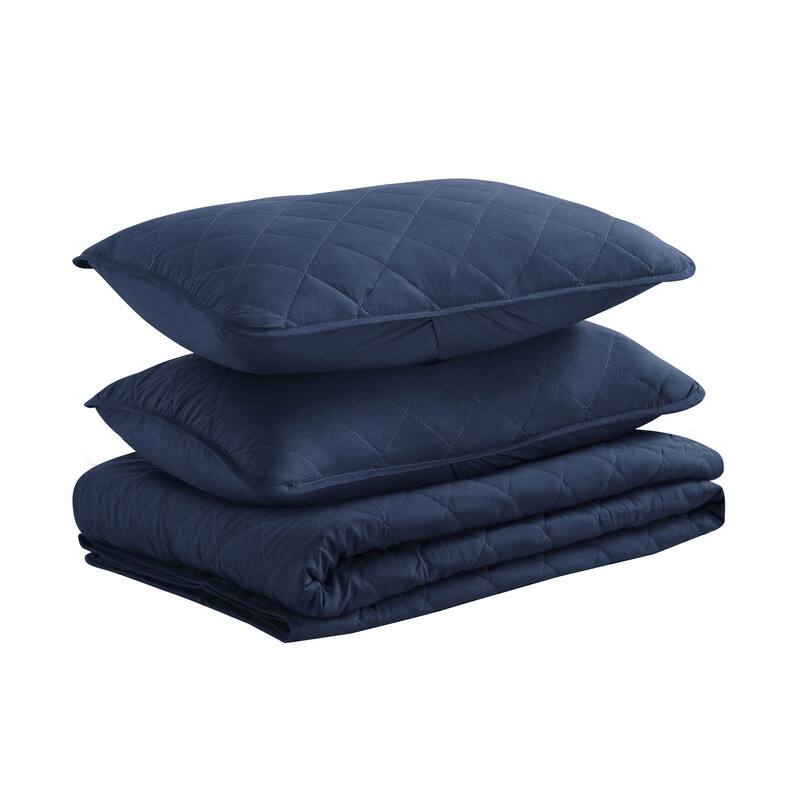 Modern Ultra Soft Microfiber Traditional Diamond Quilting Coverlet Quilt Set