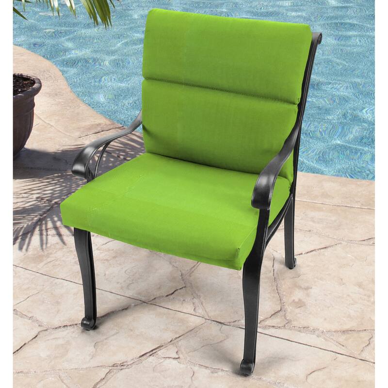 22" x 44" Green Solid Outdoor Chair Cushion with Ties and Loop - 44'' L x 22'' W x 4'' H