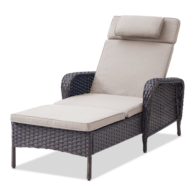 Outdoor Chaise Lounge Chair Adjustable 5-Position - 1-Piece