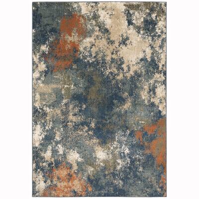 Style Haven Farley Abstract Blue/Tan Area Rug