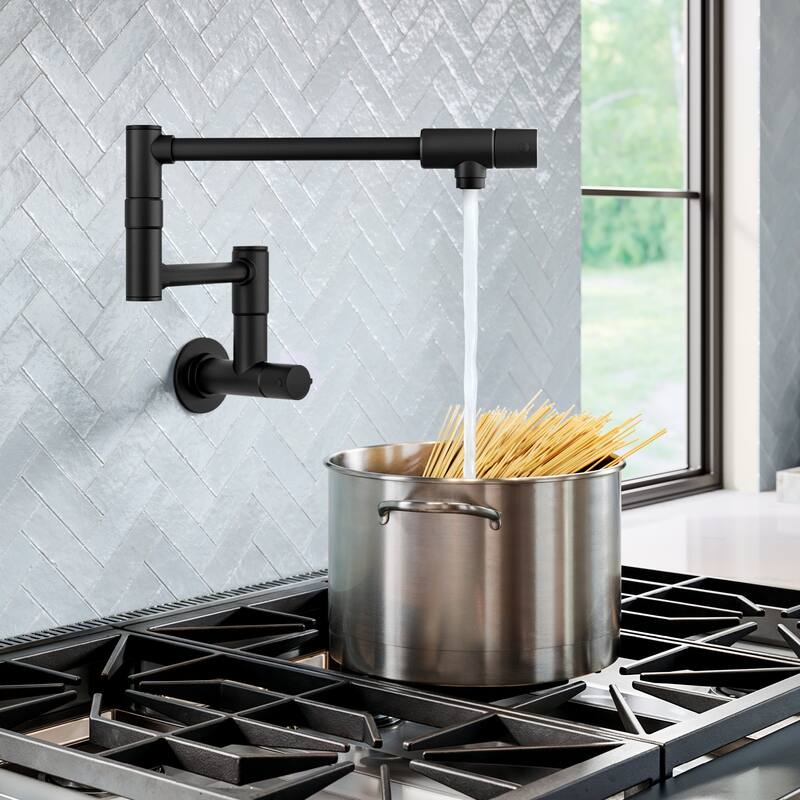 KRAUS Bolden 2 Handle Wall Mount Pot Filler Faucet w/ Retractable Arm