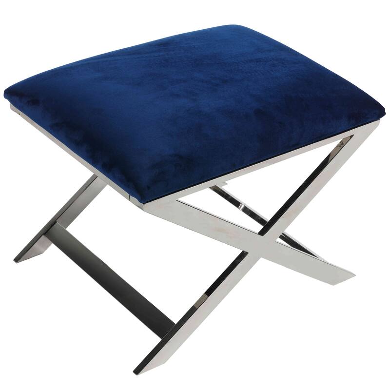 Cortesi Home Komodo X Bench Ottoman, 23", Blush Pink - Navy