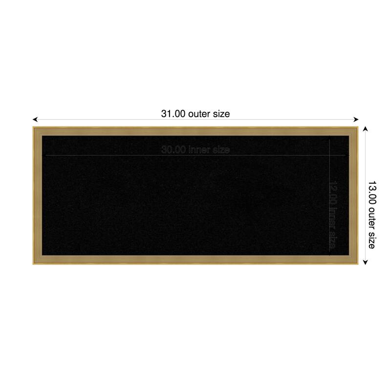 Incline Dark Gold Wood Framed Cork Board - Bulletin Board, Organization Board, Pin Board - Black - 31 x 13 in