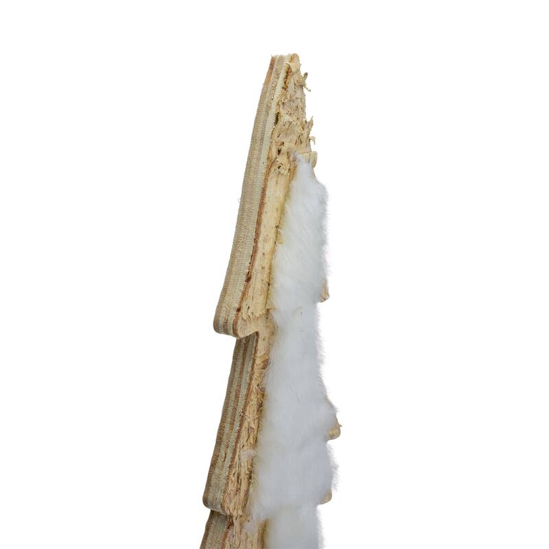 14.5" Brown and White Wooden Tree Christmas Tabletop Decor