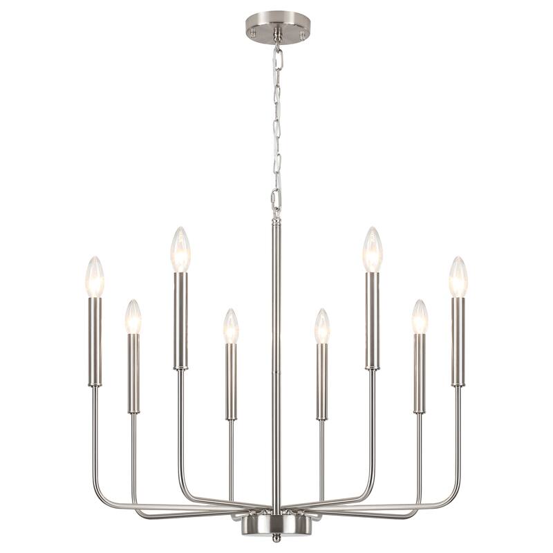 8-Light Modern Farmhouse Candle Chandelier for Kitchen Island Living Dining Room Bedroom