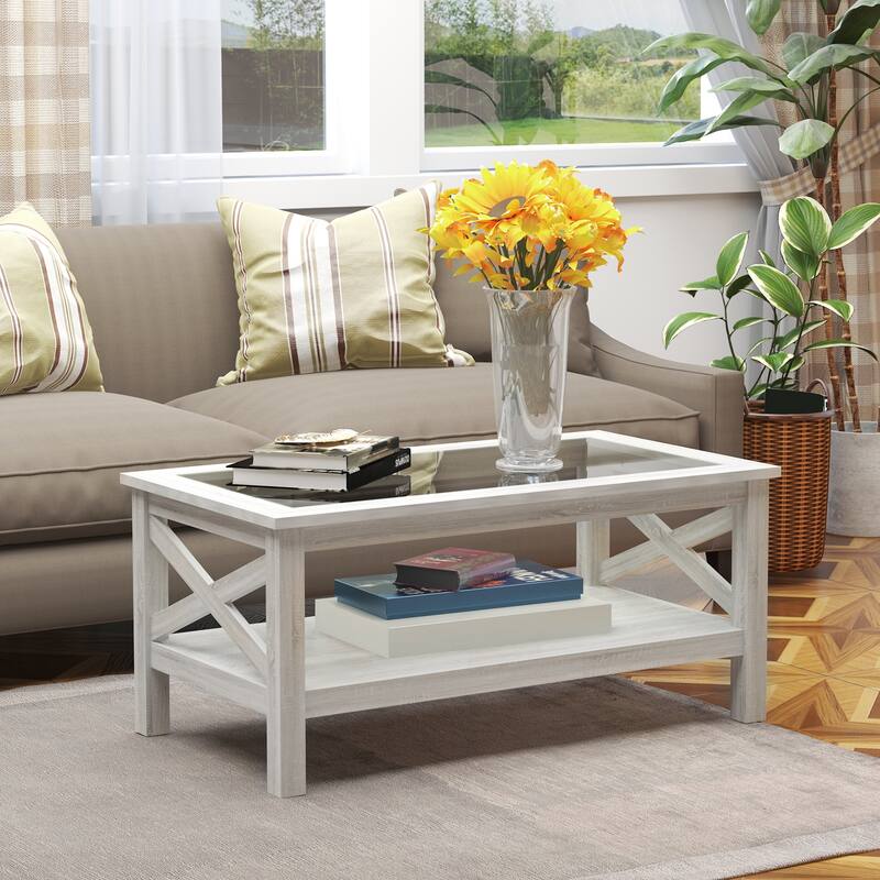 2 Tier Glass Top Coffee Table