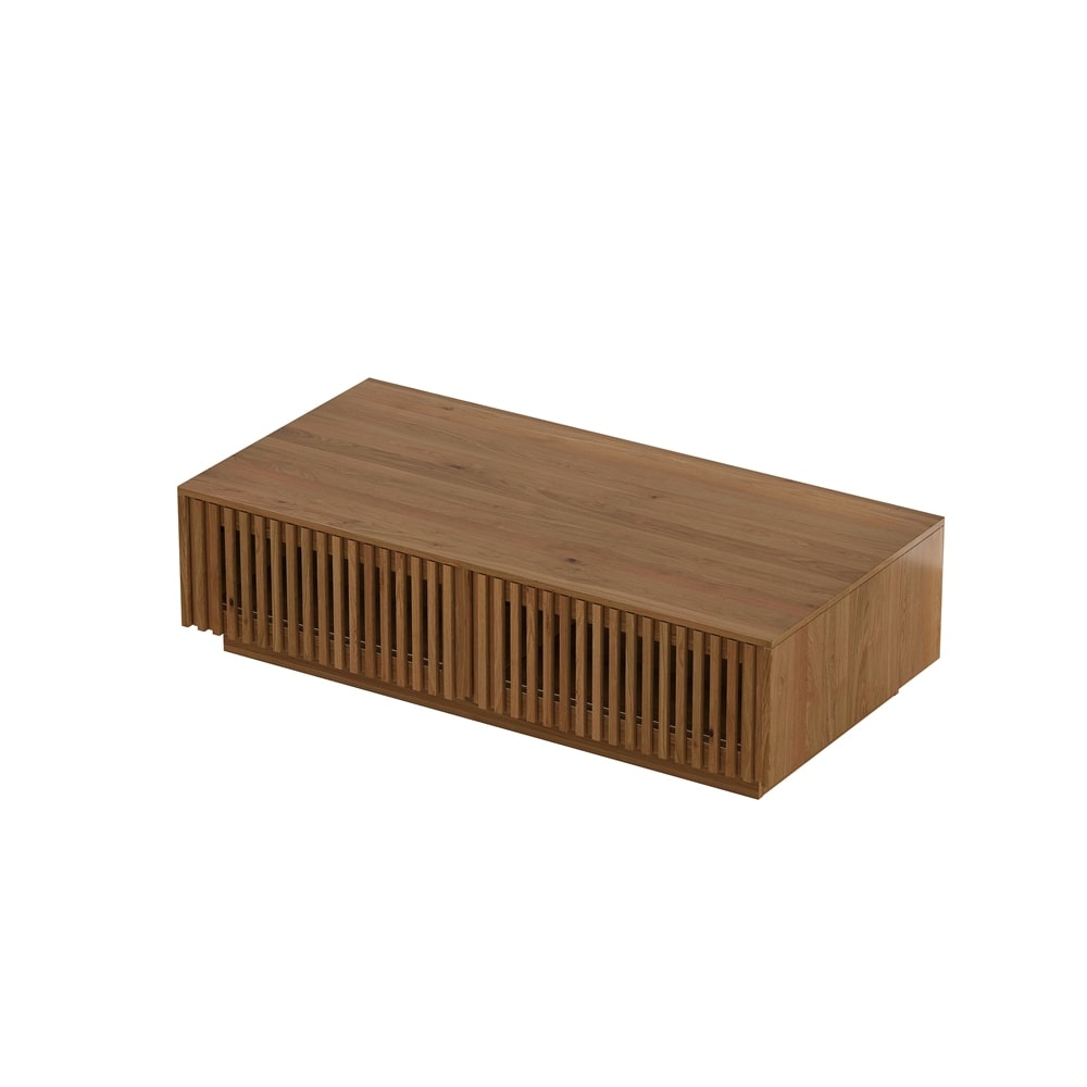 Solid Wood Round Glass Top Coffee Table with Storage Drawer
