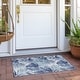 preview thumbnail 35 of 50, Machine Washable Indoor/ Outdoor Coastal Palm Chantille Rug Blue - 1'8" x 2'6"