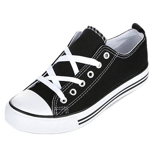 Shop Womens Casual Canvas Shoe Solid Color Low Top Lace Up Fashion
