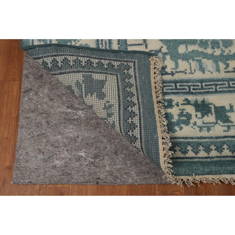 Art Deco Indian Square Area Rug Handmade Wool Carpet - 8'0" x 8'0"