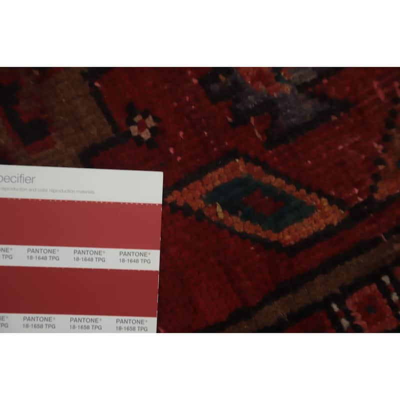 Hand Knotted Oriental 100% Wool Carpet Traditional Tribal Red Ardebil Runner Rug - 10' 7'' X 3' 4''