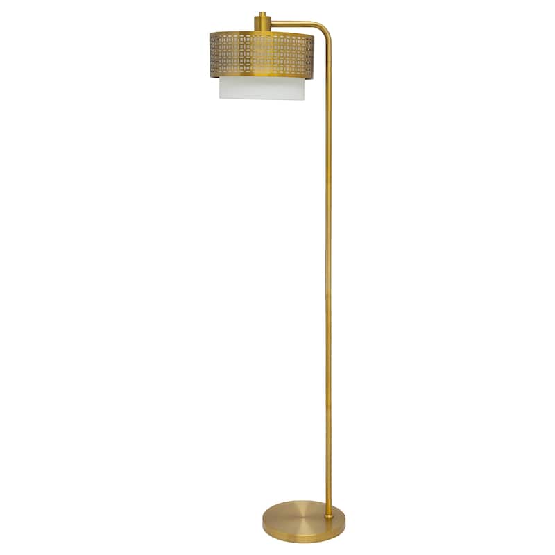 Eliza River of Goods Gold Metal and Fabric Two-Piece Shade 65.25-Inch Floor Lamp - 15.5" x 12" x 65.25"