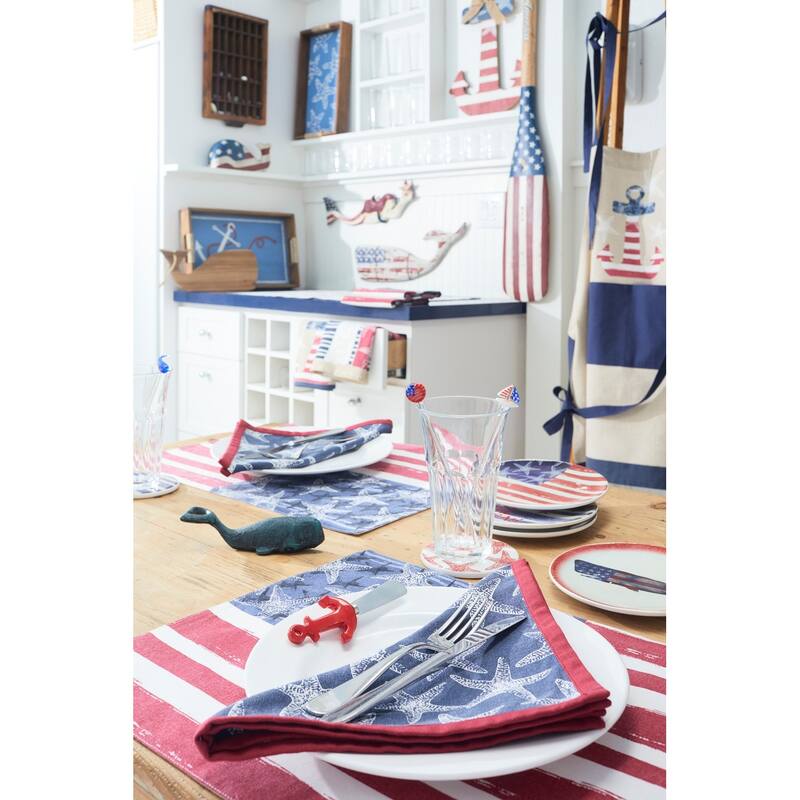 29.5" x 59" Patriotic Red White & Blue American Flag Starfish Stars & Stripes Decorative Beach Towel