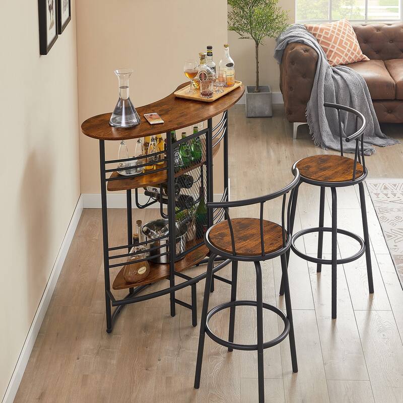 VECELO Home Bar Unit, Liquor Bar Table with 2-Tier Storage