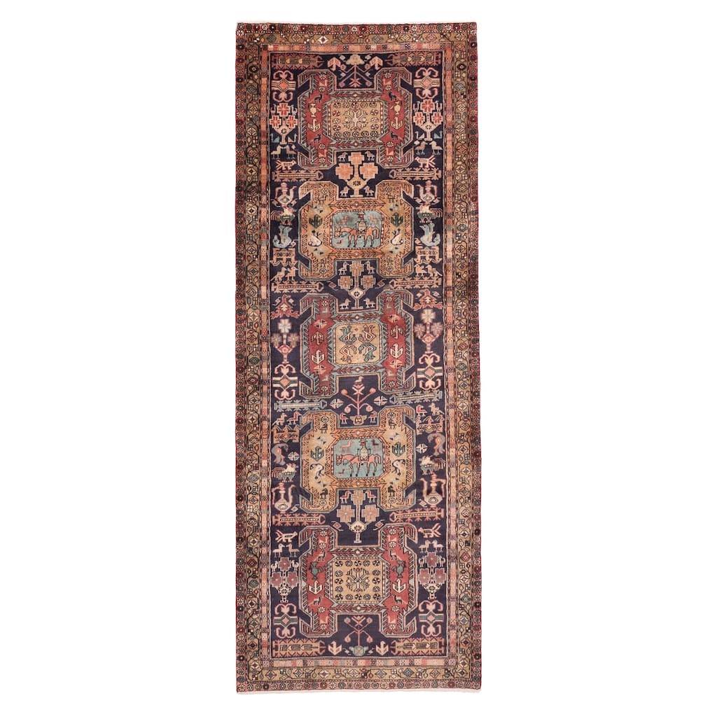 ECARPETGALLERY Hand-knotted Konya Anatolian Dark Navy Wool Rug - 3'7 x 9'10