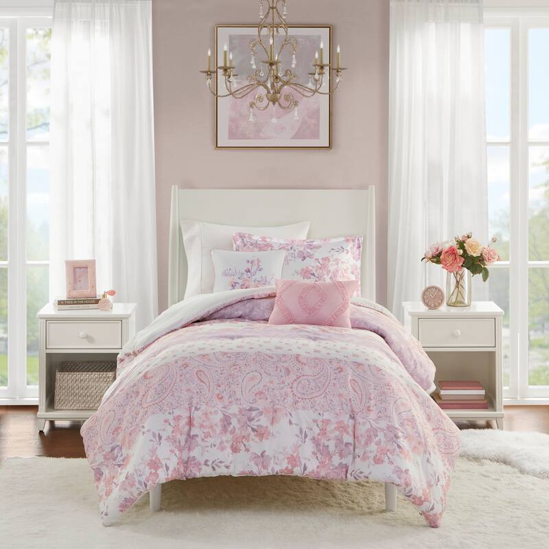 Intelligent Design Elodie Floral Paisley Comforter Set - Pink - Twin