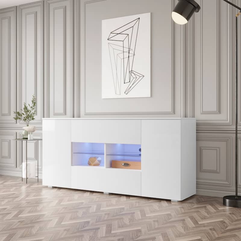 TV cabinet with double doors and drawers