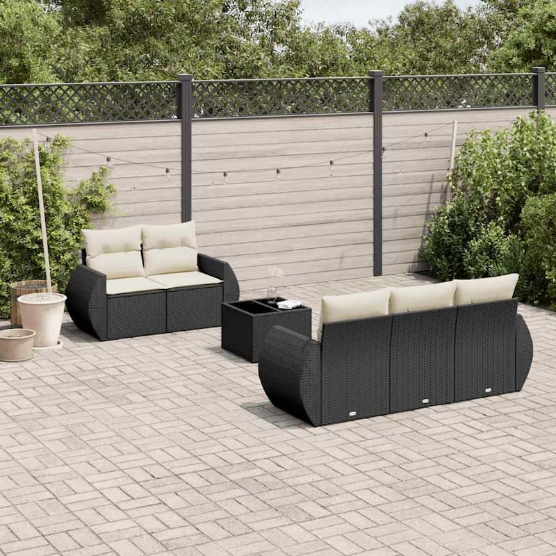 vidaXL Garden Sofa Set Black PE rattan, powder-coated steel, tempered glass - 21.7 x 21.7 x 14.6