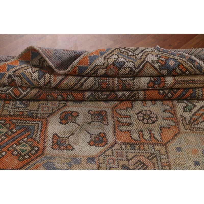 Orange Bakhtiari Persian Vintage Area Rug Handmade Wool Carpet - 6'4" x 9'3"