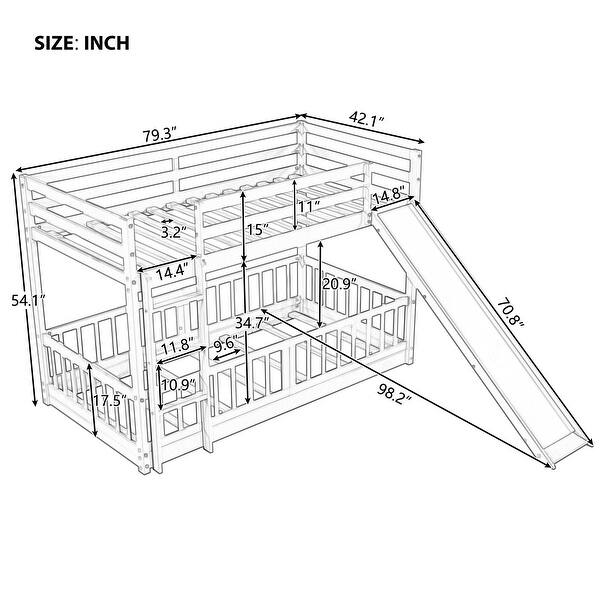 Twin Over Twin Low Bunk Bed With Slide and Ladder - Bed Bath & Beyond ...