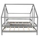preview thumbnail 8 of 18, Double Twin Size Triangular House Beds, Wooden Twin Platform Bed Frame with Built-in Desk & Guard Rails, No Spring Box Required