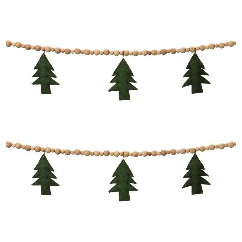 Tree and Beaded Christmas Garlands - 72" - Set of 2