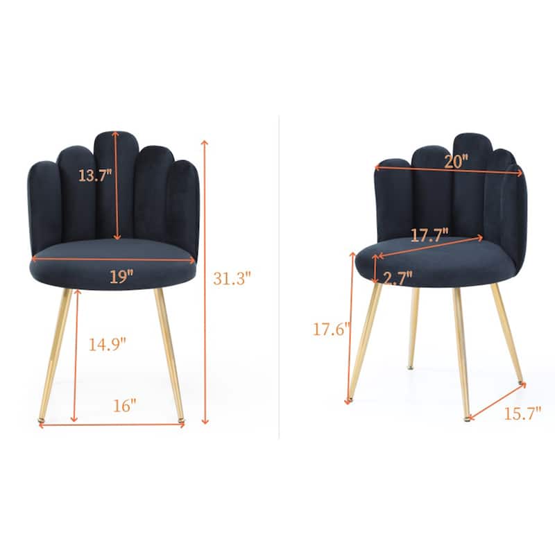 Modern Velvet Dining Chairs Set of 2, Upholstered Woven Dining Chair with Golden Metal Legs, Upholstered Dining Chairs