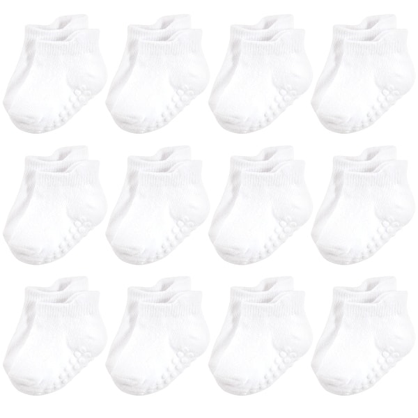 slide 1 of 1, Hudson Baby Unisex Baby Non-Skid No-Show Socks, White 0-6 Months - White