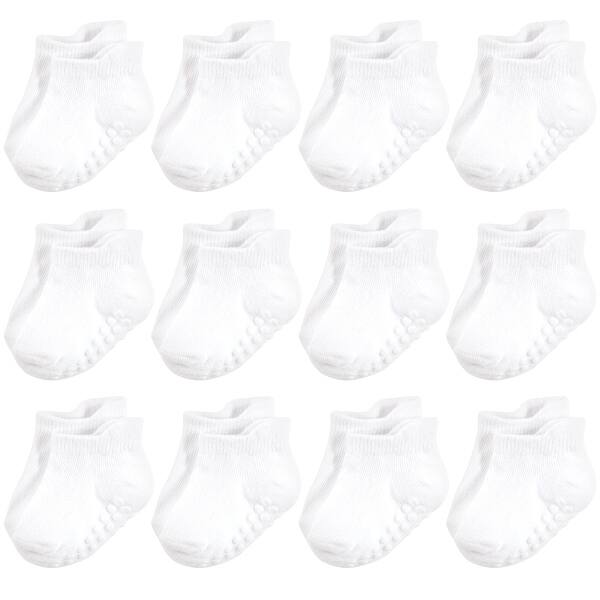 slide 1 of 1, Hudson Toddler Unisex Baby Non-Skid No-Show Socks, White 4T - White