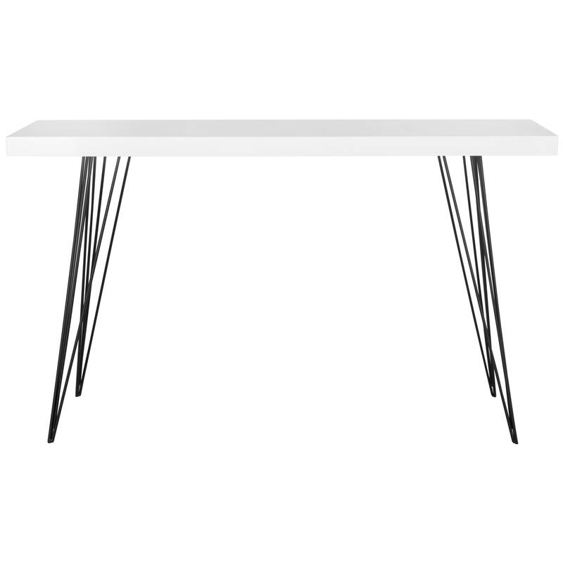 SAFAVIEH Pearlene Mid-Century White/ Black Lacquer Console Table - 55" x 17.5" x 32" - 55Wx18Dx32H - White
