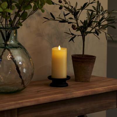 LUMINARA - Ivory Flameless Candle Pillar - Melted Top Unscented - 3.0" x 6.5"