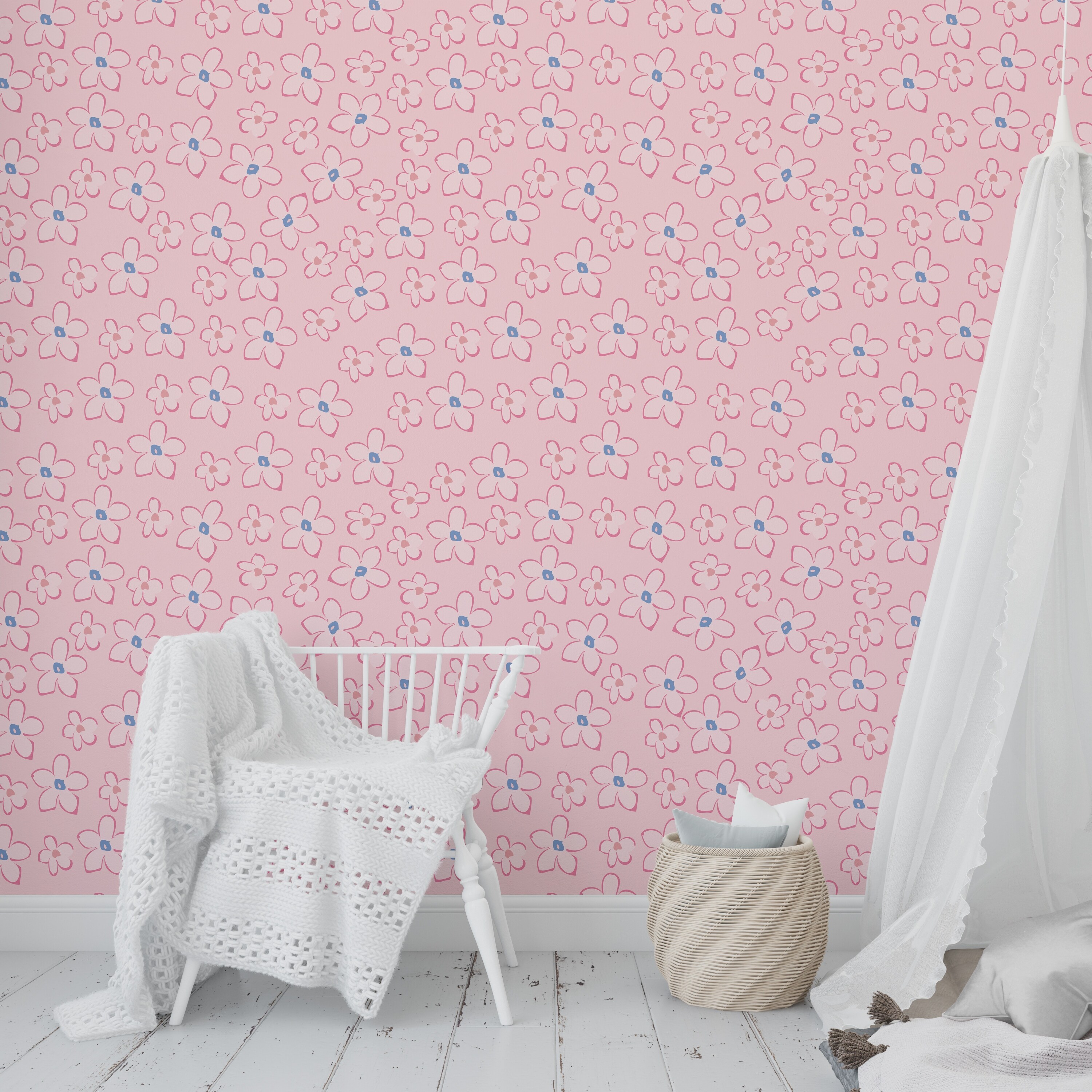 Shop Boho Floral Baby Pink Peel And Stick Wallpaper By Kavka Designs 2 X 16 On Sale Overstock 31638064