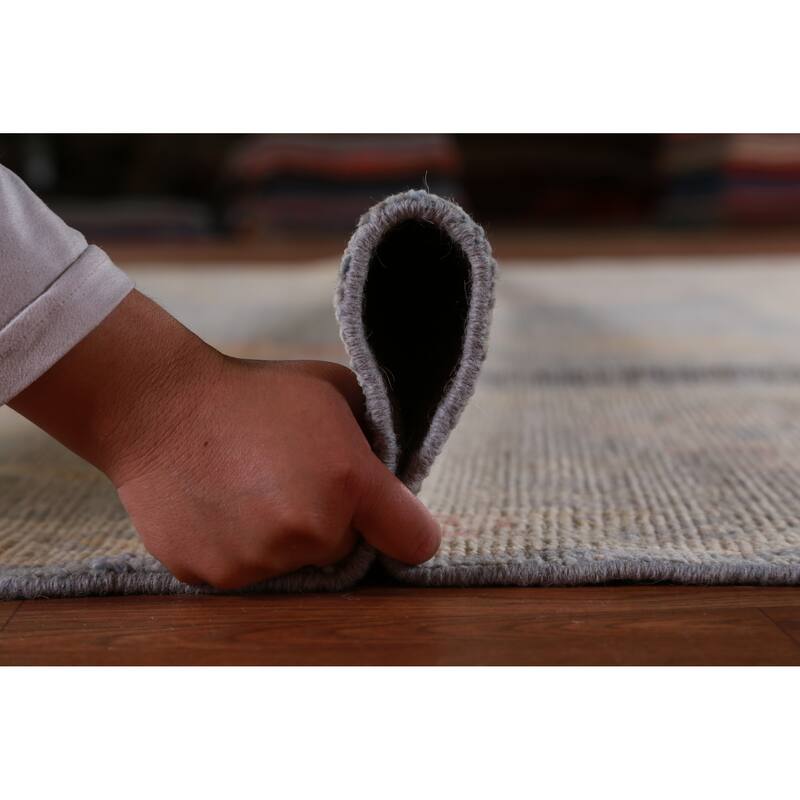 Hand Knotted Oriental 100% Wool Carpet Transitional All-Over Navy Blue & Blues Oushak Area Rug - 12' 5'' X 8' 11''