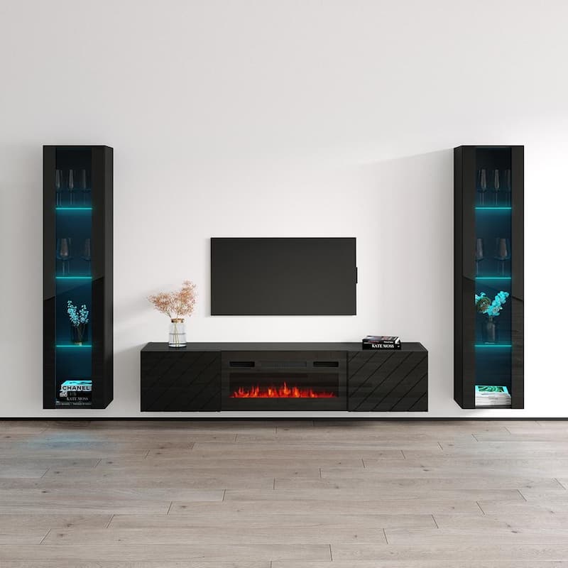 Luxe BL-EF Floating Fireplace Entertainment Center - 41 - Black
