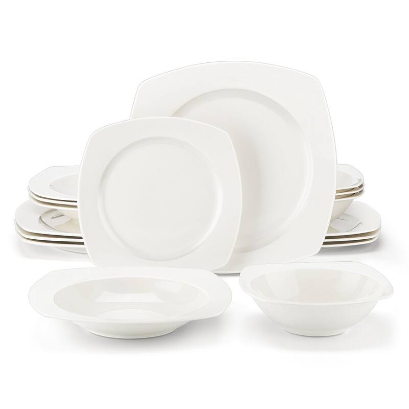 MALACASA 16-Piece New Bone China Dinnerware Set, Service for 4