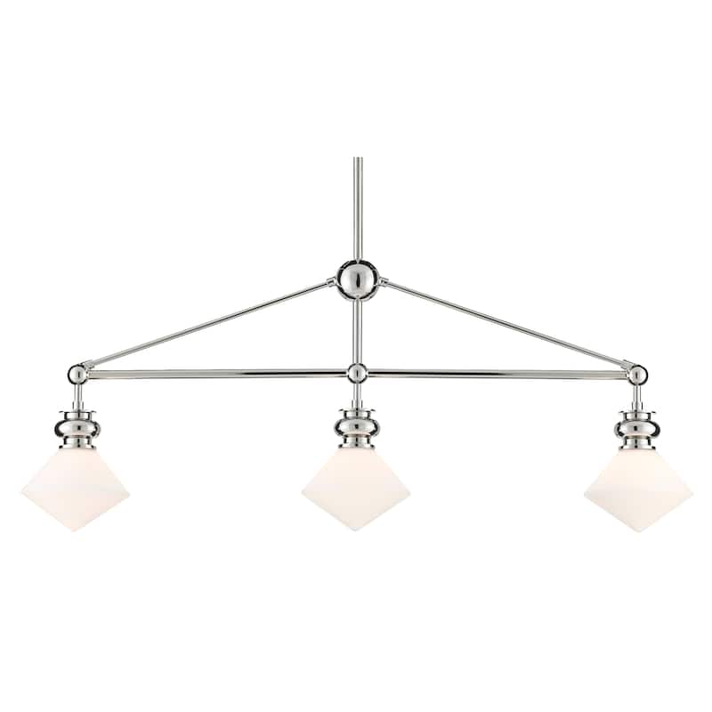 Currey & Company Rycroft Rectangular Chandelier - Polished Nickel/White - 22.5"h x 43"w x 7"d - 22.5"h x 43"w x 7"d - Polished Nickel/White