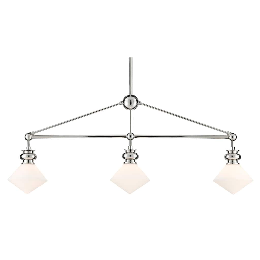 Currey & Company Rycroft Rectangular Chandelier - Polished Nickel/White - 22.5"h x 43"w x 7"d