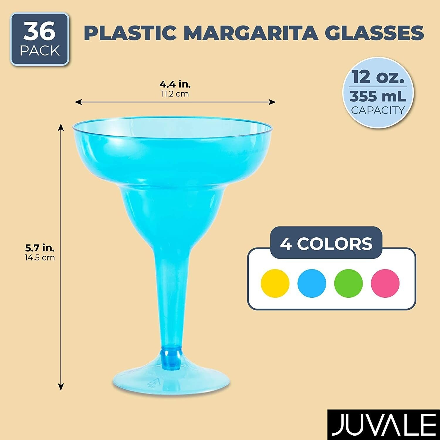 36 Plastic Margarita Cocktail Beverage Glasses, Neon Blue Green Pink Yellow  12oz - 12 Oz - Bed Bath & Beyond - 31681597