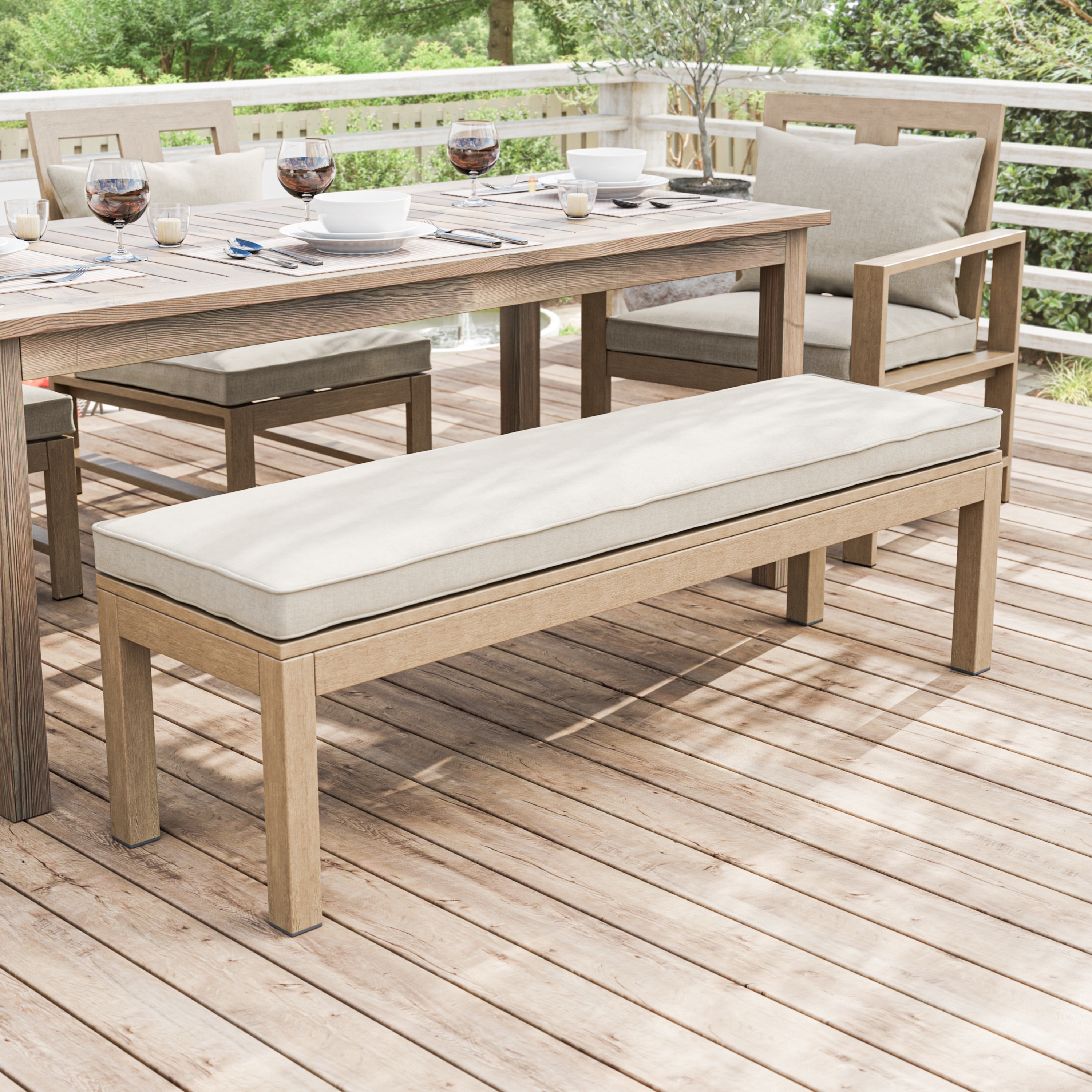 Outdoor patio bench with cushions store